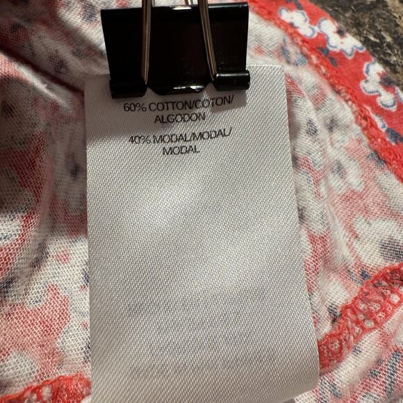 Lucky Brand Top Floral Cottage Prairie Romantic Boho Academia Retro Red Size XL - Picture 4 of 8